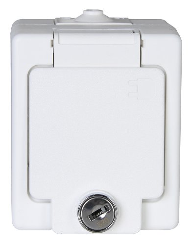 Kopp 105602008 Aufputz-Feuchtraum Schutzkontakt-Steckdose 1-fach mit Klappdeckel und Sicherheitsschloss, IP 44, Standard von Kopp