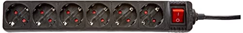 Kopp 120915006 6-fach Steckdosenleiste mit beleuchtetem Schalter Standard, schwarz 1 Stück von Kopp
