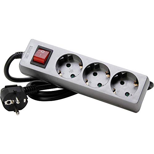 Kopp 129743008 3-Fach Steckdosenleiste Standard, mit beleuchtetem Schalter, Titan, 1 Stück von Kopp
