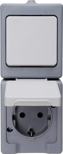 Kopp 130148003 Kombination Senkrecht Schalter Aufputz-Feuchtraum Standard grau von Kopp