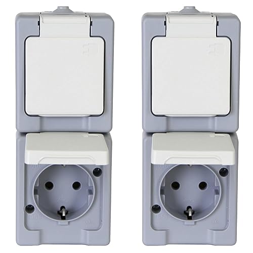 Kopp 130348009 Schutzkontakt-Steckdose 2-Fach, Aufputz-Feuchtraum Standard (Packung mit 2) von Kopp