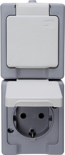 Kopp 130348009 Schutzkontakt-Steckdose 2-fach, Aufputz-Feuchtraum Standard von Kopp