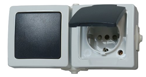 Kopp Nautic Wechselschalter-Steckdosen-Kombination in Grau - Sichere Aufputz-Steckdose mit Deckel & erhöhtem Berührungsschutz - Waagrechter IP44 Feuchtraum-Aufputz-Schalter mit Steckdose 16A / 250V~ Kopp Nautic Wechselschalter-Steckdosen-Kombination in Grau - Sichere Aufputz-Steckdose mit Deckel & erhöhtem Berührungsschutz - Waagrechter IP44 Feuchtraum-Aufputz-Schalter mit Steckdose 16A / 250V~ von Kopp