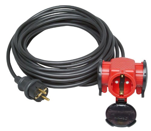 Kopp 148203046 Schutzkontaktverlängerung mit 3-Fach Kupplung 10 m, rot von Kopp