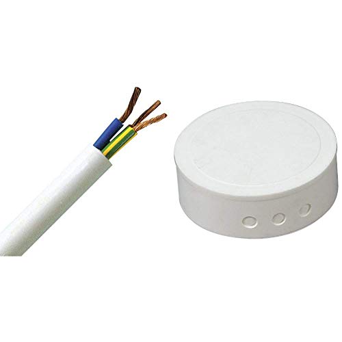 Kopp 151805840 Schlauchleitung H05 VV-F 3G, 1.5 mm², 5 m, weiß & 341817082 Kunststoff-Abzweig-Baldachin, weiß Kopp 151805840 Schlauchleitung H05 VV-F 3G, 1.5 mm², 5 m, weiß & 341817082 Kunststoff-Abzweig-Baldachin, weiß von Kopp