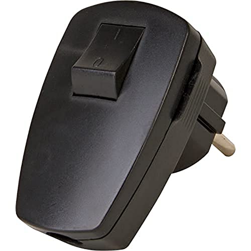 Kopp Schutzkontakt-Stecker mit Schalter, 1 Stück, schwarz, 170405009 von Kopp