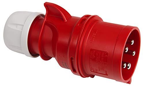 Kopp 179200007 CEE Stecker, rot mit Phasenwender 5-polig, 32 A, 400 V von Kopp