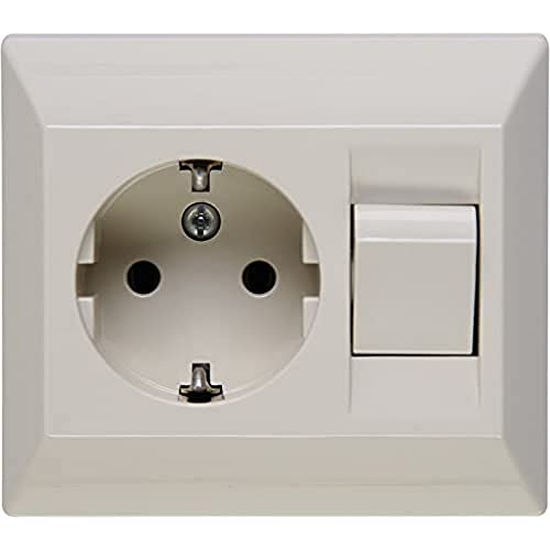 Kopp Schutzkontakt-Steckdose mit Universalschalter (Aus- und Wechselschalter), Steckdose 16 A, 250 V, Schalter 10 A, 250 V, Unterputz, cremeweiß, 190301082 von Kopp