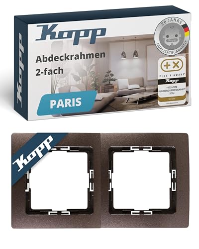 Kopp PARIS 2-fach Abdeckrahmen in Palisander-Braun - 8,3 x 15,4 cm - Rahmen für Steckdosen & Schalter - Stilvoller Steckdosenrahmen aus Kunststoff - Hochwertiger Lichtschalter-Rahmen von Kopp