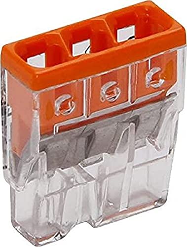 Kopp 33346409 Wago Compact-Verbindungsdosenklemme 3-Leiter-Klemme orange 0, 5-2, 5 mm² Inhalt 10 Stück, Transparent/Orange von Kopp