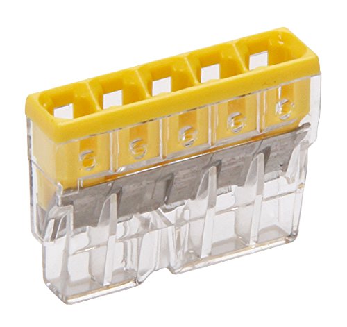 Kopp 33346412 Wago Compact-Verbindungsdosenklemme 5-Leiter-Klemme gelb 0, 5-2, 5 mm² Inhalt 10 Stück, Transparent/gelb von Kopp