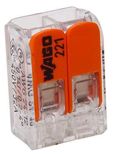 Kopp 33346415 Wago Steckklemme 2-Fach mit Hebel für Flexible Drähte Wiederöffenbar Transparent/orange 1, 5-2, 5 mm² Inhalt 5 Stück, Grau/Orange von Kopp