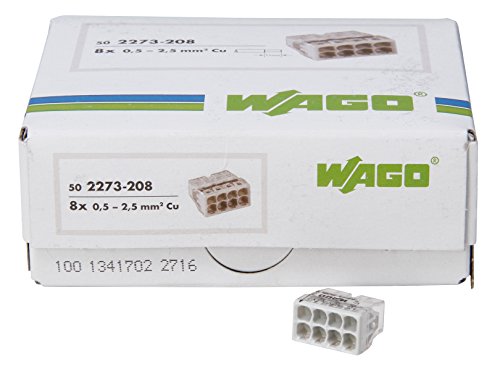 Kopp 33346424 Wago Compact-Verbindungsdosenklemme 8-Leiter-Klemme Grau 0, 5 - 2, 5 mm² Inhalt 50 Stück, Transparent/Weiß von Kopp