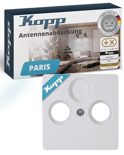Kopp PARIS 2-fach Abdeckung für Antennensteckdose - Arktis-Weiß - 5,7 x 5,7 cm - Hochwertiger Unterputz-Rahmen für TV/RF Antennendose - Stilvolle IP20 Steckdosen-Abdeckung aus Kunststoff Kopp PARIS 2-fach Abdeckung für Antennensteckdose - Arktis-Weiß - 5,7 x 5,7 cm - Hochwertiger Unterputz-Rahmen für TV/RF Antennendose - Stilvolle IP20 Steckdosen-Abdeckung aus Kunststoff von Kopp