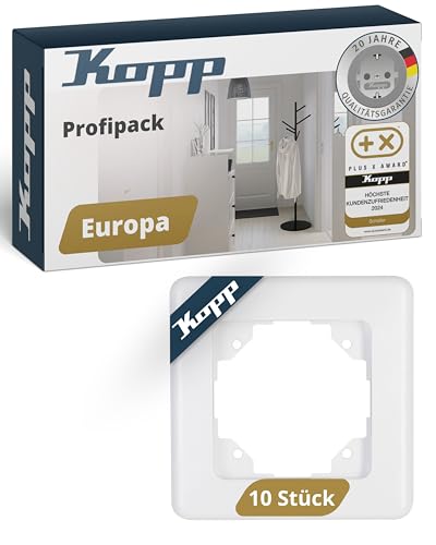 Kopp EUROPA 1-fach Abdeckrahmen in Arktis-Weiß - 10 Stück - Rahmen für Steckdosen & Schalter - Stilvoller Steckdosenrahmen aus glänzendem Kunststoff - Hochwertiger Lichtschalter-Rahmen Kopp EUROPA 1-fach Abdeckrahmen in Arktis-Weiß - 10 Stück - Rahmen für Steckdosen & Schalter - Stilvoller Steckdosenrahmen aus glänzendem Kunststoff - Hochwertiger Lichtschalter-Rahmen von Kopp