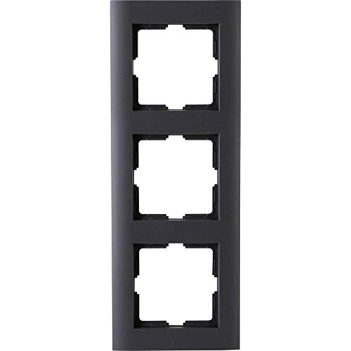 Kopp ATHENIS 3-fach Abdeckrahmen in Anthrazit - 8,6 x 22,8 cm - Rahmen für Steckdosen & Schalter - Stilvoller Steckdosenrahmen aus mattem Kunststoff - Hochwertiger Lichtschalter-Rahmen von Kopp