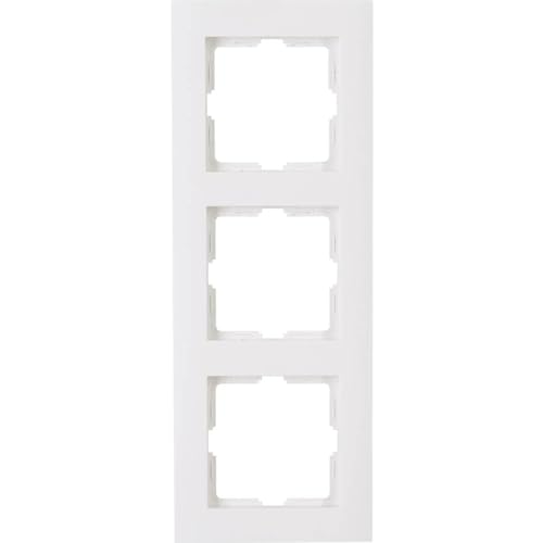 Kopp ATHENIS 3-fach Abdeckrahmen in Rein-Weiß - 8,6 x 22,8 cm - Rahmen für Steckdosen & Schalter - Stilvoller Steckdosenrahmen aus glänzendem Kunststoff - Hochwertiger Lichtschalter-Rahmen von Kopp