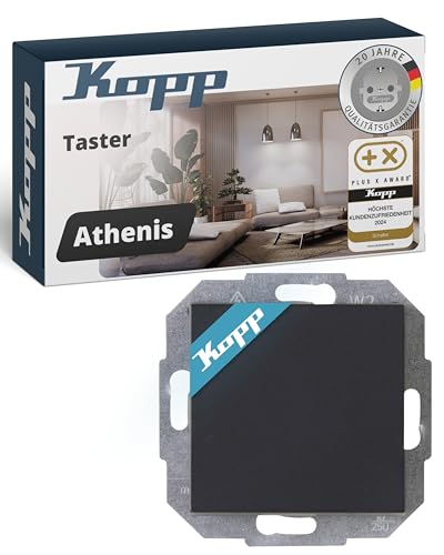 Kopp ATHENIS Taster in Anthrazit - Stilvoller IP20 Taster-Unterputz ideal für Klingel & Türöffner - Klingeltaster-Unterputz mit 10AX Schaltvermögen - Lichtschalter 250V~ Kopp ATHENIS Taster in Anthrazit - Stilvoller IP20 Taster-Unterputz ideal für Klingel & Türöffner - Klingeltaster-Unterputz mit 10AX Schaltvermögen - Lichtschalter 250V~ von Kopp