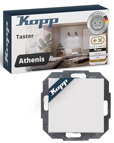 Kopp ATHENIS Taster in Rein-Weiß - Stilvoller IP20 Taster-Unterputz ideal für Klingel & Türöffner - Klingeltaster-Unterputz mit 10AX Schaltvermögen - Lichtschalter 250V~ von Kopp