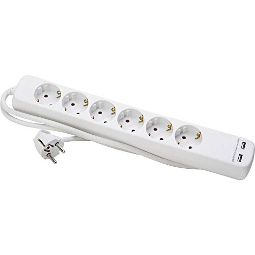 Kopp 6-Fach Steckdosenleiste + 2X USB-Anschluss 2.100 mA, 1,4m Kabel I Mehrfach-Steckdose mit erhöhtem Berührungsschutz I Steckerleiste Indoor- / Innen-Bereich I Arktis-Weiß – 220802013 Kopp 6-Fach Steckdosenleiste + 2X USB-Anschluss 2.100 mA, 1,4m Kabel I Mehrfach-Steckdose mit erhöhtem Berührungsschutz I Steckerleiste Indoor- / Innen-Bereich I Arktis-Weiß – 220802013 von Kopp