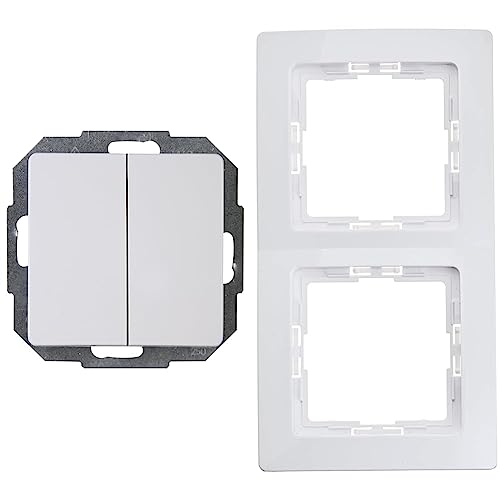 Kopp 650302080 Paris Wechsel/Wechselschalter & 402502018 Profipack mit 5 Abdeckrahmen 2-Fach Paris Arktis-Weiß von Kopp