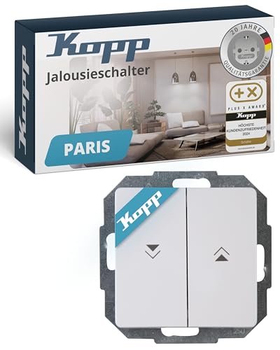 Kopp PARIS Jalousieschalter in Arktis-Weiß - Hochwertiger Rolladenschalter-Unterputz mit Wippe - IP20 Rollo-Schalter mit 10AX Schaltvermögen - Stilvoller Schalter zur Rolladensteuerung 250V~ Kopp PARIS Jalousieschalter in Arktis-Weiß - Hochwertiger Rolladenschalter-Unterputz mit Wippe - IP20 Rollo-Schalter mit 10AX Schaltvermögen - Stilvoller Schalter zur Rolladensteuerung 250V~ von Kopp