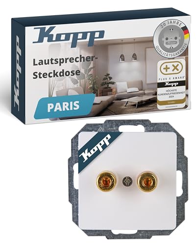 Kopp PARIS Lautsprecher-Steckdose in Arktis-Weiß - Unterputz-Steckdose für 4mm Bananenstecker & Kabel bis 16mm² - Stilvolle IP20 Unterputzdose - Hochwertige Lautsprecher-Anschlussdose von Kopp