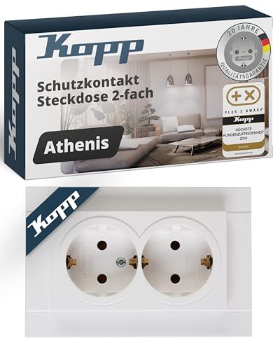 Kopp ATHENIS 2-fach Schutzkontaktsteckdose in Rein-Weiß - Unterputz-Steckdose für Einbau in 1-fach Schalterdose - IP20 Einbausteckdose ohne Berührungsschutz - Steckdosen-Unterputz 16A & 250V~ Kopp ATHENIS 2-fach Schutzkontaktsteckdose in Rein-Weiß - Unterputz-Steckdose für Einbau in 1-fach Schalterdose - IP20 Einbausteckdose ohne Berührungsschutz - Steckdosen-Unterputz 16A & 250V~ von Kopp