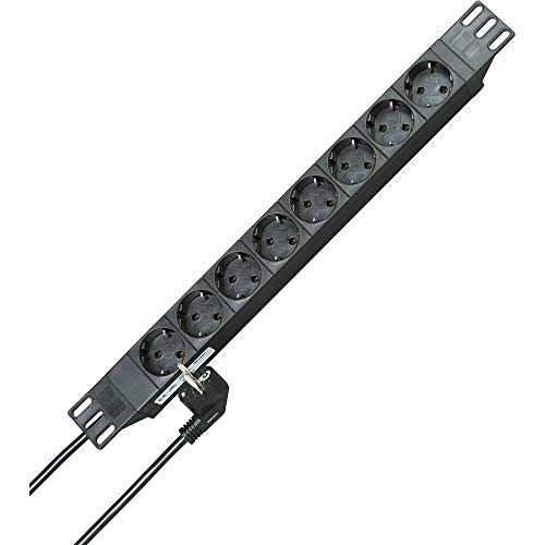 Kopp 930805014 PROFIversal PA, 8-fach mit Schutzk.-Std., 45 Grad gedr. Töpfen, 5 mm², 2 m mit Schutzk.-Winkelstecker, 250 VAC, 16 Amp, Schwarz von Kopp