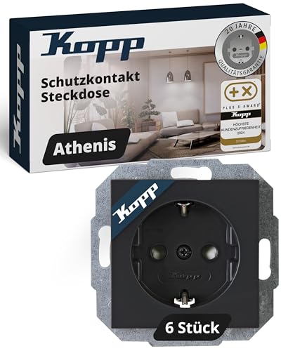Kopp ATHENIS Schutzkontaktsteckdose in Anthrazit - 6 Stück - 1-fach Einbausteckdose mit erhöhtem Berührungsschutz - IP20 Unterputz-Steckdose mit Schutzkontakt - Steckdosen-Unterputz 16A / 250V~ Kopp ATHENIS Schutzkontaktsteckdose in Anthrazit - 6 Stück - 1-fach Einbausteckdose mit erhöhtem Berührungsschutz - IP20 Unterputz-Steckdose mit Schutzkontakt - Steckdosen-Unterputz 16A / 250V~ von Kopp