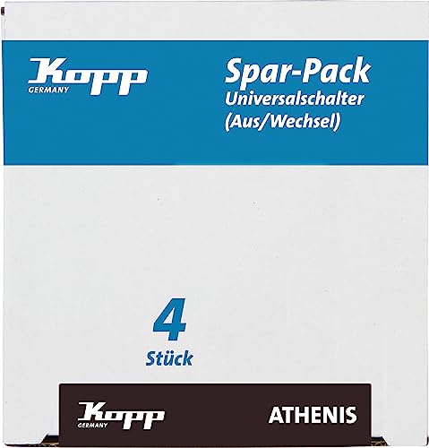 Kopp Athenis Profipack, Inhalt: 4 x Universalschalter (Aus-Wechsel-Schalter), IP20, arktis-weiß, matte Oberfläche, 589632056 von Kopp