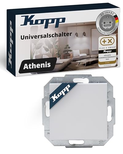 Kopp ATHENIS Universalschalter in Matt-Grau - Lichtschalter-Unterputz mit 10AX Schaltvermögen - Hochwertiger IP20 Schalter ohne Rahmen - Moderner Wechselschalter-Unterputz 250V~ von Kopp