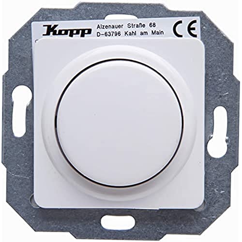 Kopp Cadiz arktis-weiß, Universal-Dimmer mit Druck-Wechsel-Schalter für LED, Phasenan- und Phasenabschnitt, LED 3-100 Watt, Glühlampen 10-250 Watt, 847113002 von Kopp