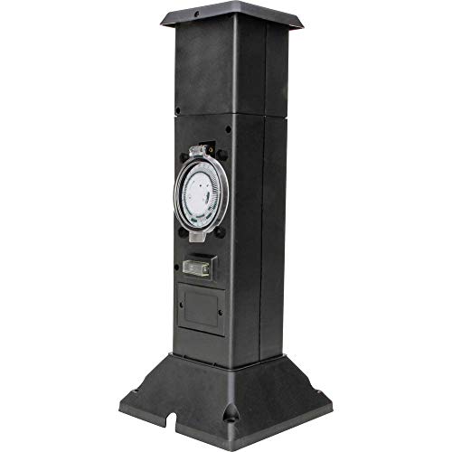 Kopp Energiesäule Garten Mit 2 Schutzkontakt-Steckdosen 230 V & Zeitschaltuhr I Außensteckdose I Gartensteckdose I Garten-Steckdose Aussen I Schwarz – 145325011 von Kopp
