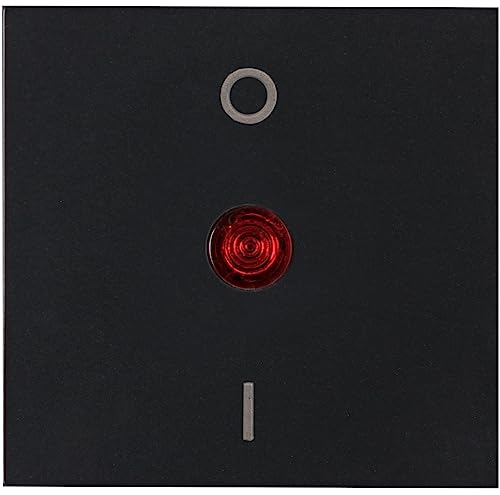 Kopp HK07 - Flächenwippe 2-polig mit Linse rot, Farbe: schwarz matt - (5 Stück) von Kopp