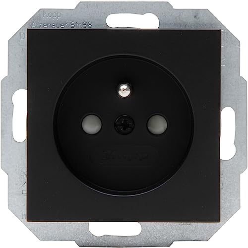 Kopp HK07 - Mitten-Schutzkontakt-Steckdose, erhöhter Berührungsschutz, Farbe: schwarz matt - (10 Stück) von Kopp