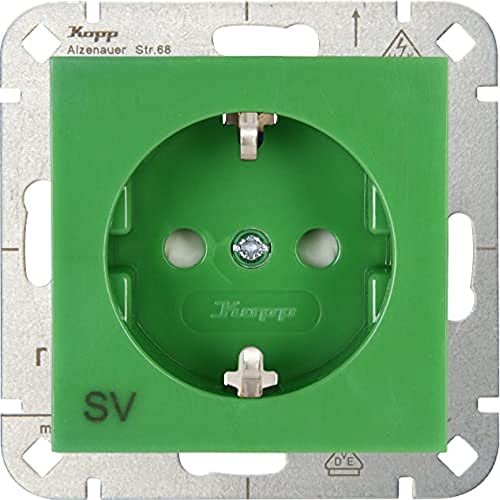 Kopp HK07 - Schutzkontakt-Steckdose, Aufdruck SV, Farbe: grün, 5er Pack, 940008004 von Kopp