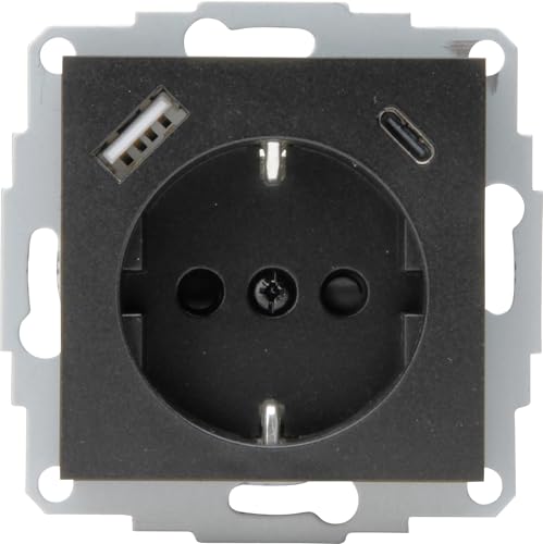Kopp HK07 - Unterputz-Schutzkontakt Steckdose, USB A/C, Ausgangsstrom Ladebuchsen max. 3A, 5V, 55x55mm Abdeckungen,Nennstrom 16A, Bemessungsspannung 250V~, Farbe: anthrazit Kopp HK07 - Unterputz-Schutzkontakt Steckdose, USB A/C, Ausgangsstrom Ladebuchsen max. 3A, 5V, 55x55mm Abdeckungen,Nennstrom 16A, Bemessungsspannung 250V~, Farbe: anthrazit von Kopp