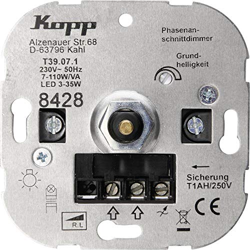 Kopp LED Dimmer Sockel mit Druck-Wechselschalter für dimmbare 230V LEDs von min.3 - max.35W. Auch für Glüh,- 230V Halogenlampen u. NV-Halogenlampen mit konv. Trafos von min.7 - max.110W/VA, 842800187 Kopp LED Dimmer Sockel mit Druck-Wechselschalter für dimmbare 230V LEDs von min.3 - max.35W. Auch für Glüh,- 230V Halogenlampen u. NV-Halogenlampen mit konv. Trafos von min.7 - max.110W/VA, 842800187 von Kopp