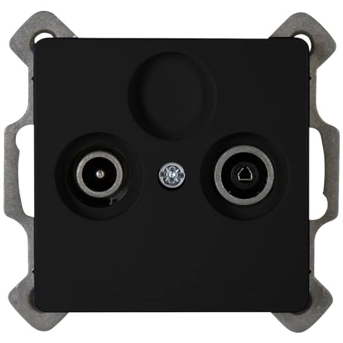 Kopp PARIS 2-fach Antennensteckdose - Matt-Schwarz - Hochwertige IP20 TV-Kabel-Steckdose - Stilvolle TV/RF Antennendose aus mattem Kunststoff - SAT-Dose für alle gängigen Antennensteckdosen von Kopp