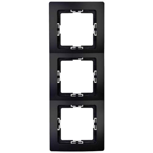 Kopp PARIS 3-fach Abdeckrahmen in Matt-Schwarz - 8,3 x 22,5 cm - Rahmen für Steckdosen & Schalter - Stilvoller Steckdosenrahmen aus Kunststoff - Hochwertiger Lichtschalter-Rahmen von Kopp