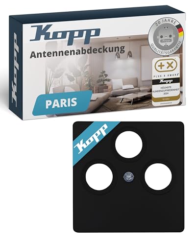 Kopp PARIS 3-fach Antennensteckdose - Matt-Schwarz - Hochwertige IP20 TV-Kabel-Steckdose - Stilvolle TV/RF Antennendose aus mattem Kunststoff - SAT-Dose für alle gängigen Antennensteckdosen von Kopp