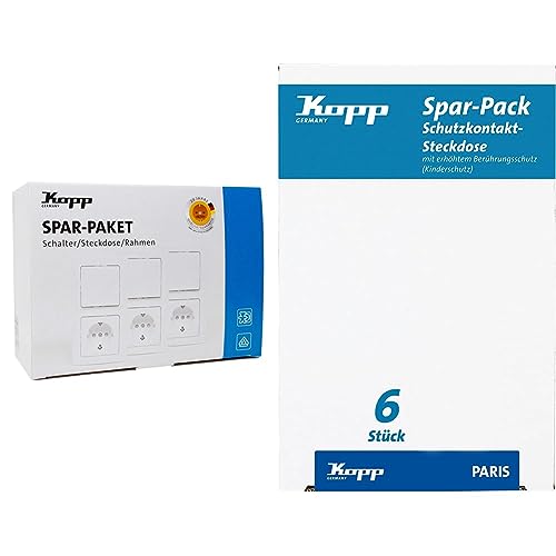 Kopp Paris Profipack 6X Schutzkontakt-Steckdosen, 4X Aus-Wechselschalter & Paris Spar-Pack: 6 Schutzkontakt-Steckdosen mit Berührungsschutz von Kopp