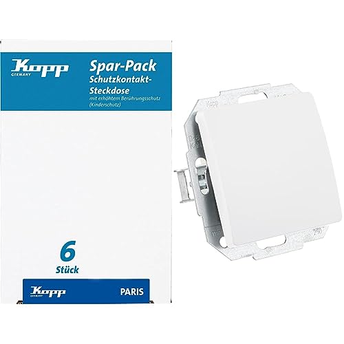 Kopp Paris Spar-Pack: 6 Schutzkontakt-Steckdosen mit Berührungsschutz & 650602089 Paris Universalschalter, arktis, Weiß Kopp Paris Spar-Pack: 6 Schutzkontakt-Steckdosen mit Berührungsschutz & 650602089 Paris Universalschalter, arktis, Weiß von Kopp