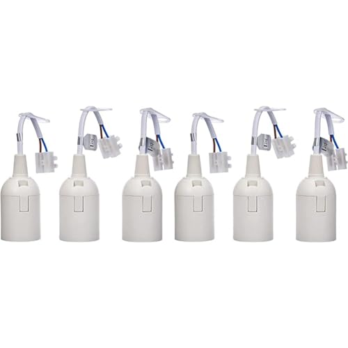 Kopp Renovier-Fassung, vormontiert mit ca. 13 cm sichtbarer Leitung H03VV-F 2x0,75mm², Lüsterklemme und Zugentlastung, 3 Stück in Verpackung, E27, max.60 W, Farbe weiß, 214601044 (Packung mit 2) von Kopp