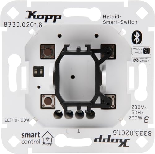 Kopp Smart-Control Hybrid-Smart Switch Schalter, 1-Kanal, 2-Draht mit Univers. Wippenaufnahme für Kopp und versch. Schalterhersteller, Smart-Home, Amazon Alexa, Google Home, 833302016 von Kopp