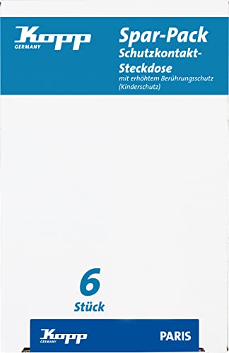 Kopp Paris Profipack, Inhalt: 6 x Schutzkontakt-Steckdose, 1-fach, mit Berührungsschutz, 16A, 250V~, IP20, silber, 920720013 von Kopp