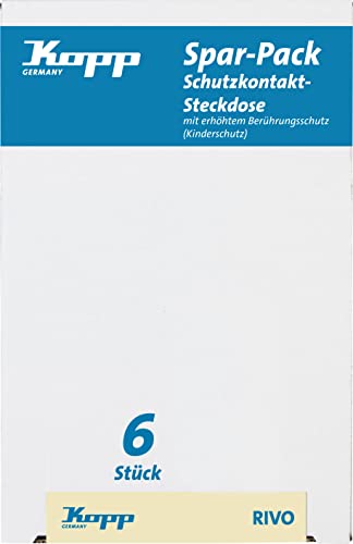 Kopp Spar-Pack: 6 Rivo Schutzkontakt-Steckdosen mit erhöhtem Berührungsschutz,945101059 von Kopp