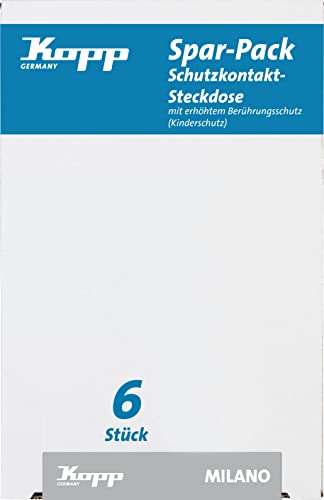 Kopp Spar-Pack: 6 Schutzkontakt-Steckdosen mit erhöhtem Berührungsschutz, 250 V, Stahl,912120010 von Kopp