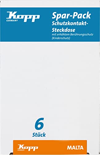 Kopp Spar-Pack: 6 Schutzkontakt-Steckdosen mit erhöhtem Berührungsschutz, Creme-weiß,923401052 Kopp Spar-Pack: 6 Schutzkontakt-Steckdosen mit erhöhtem Berührungsschutz, Creme-weiß,923401052 von Kopp